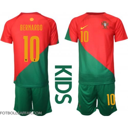 Portugal Bernardo Silva #10 Hemmadräkt Barn VM 2022 Kortärmad (+ Korta byxor)